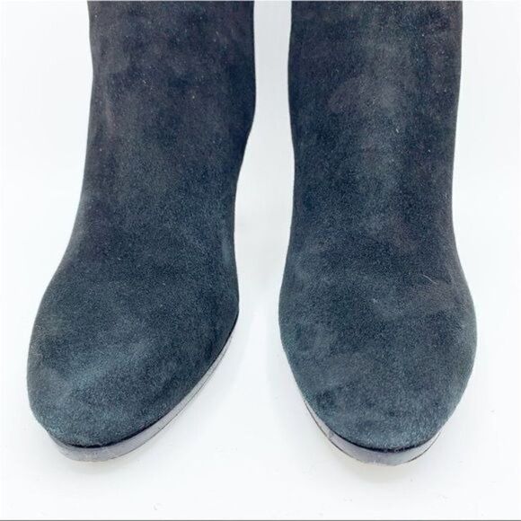 Cole Haan Nike Air Aliya Black Suede Knee-high Heeled Boots w/3 Button Detail - Picture 9 of 14